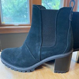 UGG Hazel waterproof suede, rubber lug sole, heeled booties